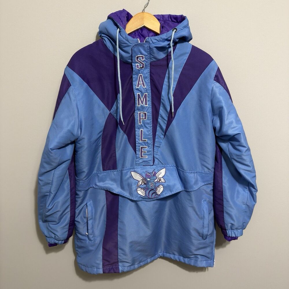 Vintage Starter Style Charlotte Hornets Colorblock Puffer Jacket Size Large
